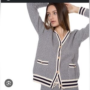 Ellandemm Elegant Black and White Women's Cardigan